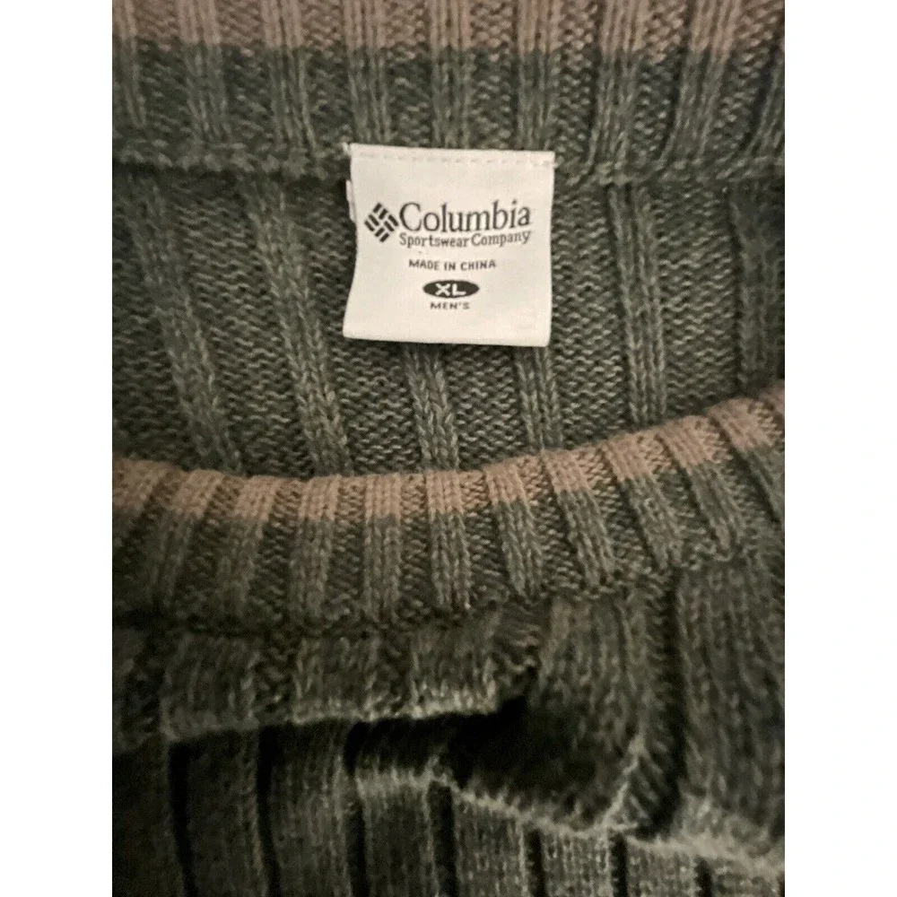 Columbia mens sweater XL green ribbed knit pullover heavy casual layers outdoors